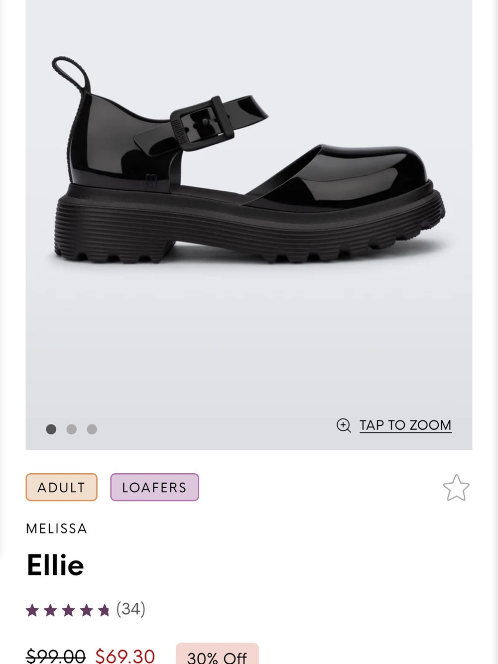 Melissa Ellie Black Loafers Size US 7 - Picture 4 of 6